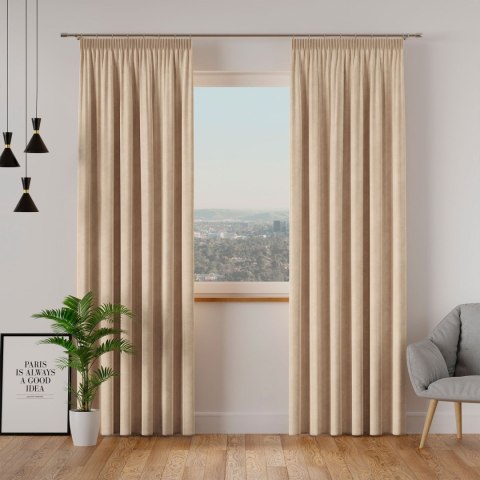 VELVI Zasłona gotowa na taśmie, szerokość 140 x wysokość 250cm, kolor 015 ciemny kremowy VELVI0/ZGT/015/140250/1