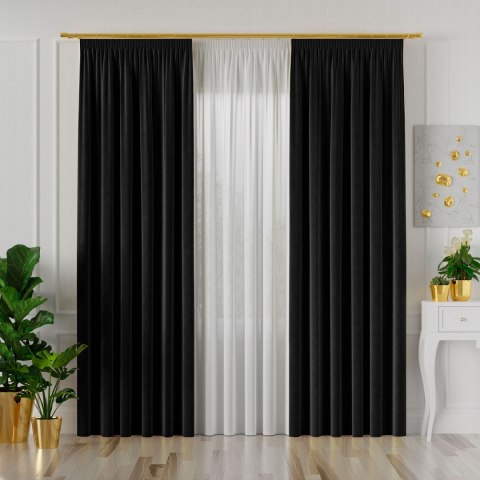 VELVI Zasłona gotowa na taśmie, szerokość 140 x wysokość 250cm, kolor 111 czarny VELVI0/ZGT/111/140250/1