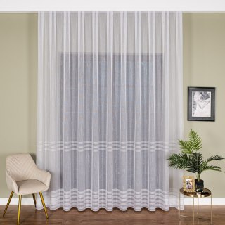 Firanka fantazyjna z ołowianką na metry 001888 wysokość 300 cm kolor biały ze złotą nitką