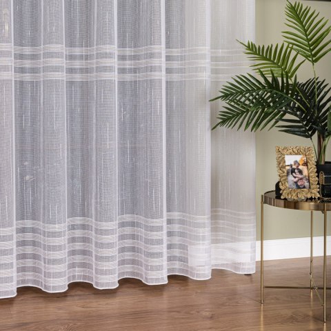 Firanka fantazyjna z ołowianką, wysokość 300cm, kolor 001 biały ze złotą nitką 001888/OLO/001/000300/1