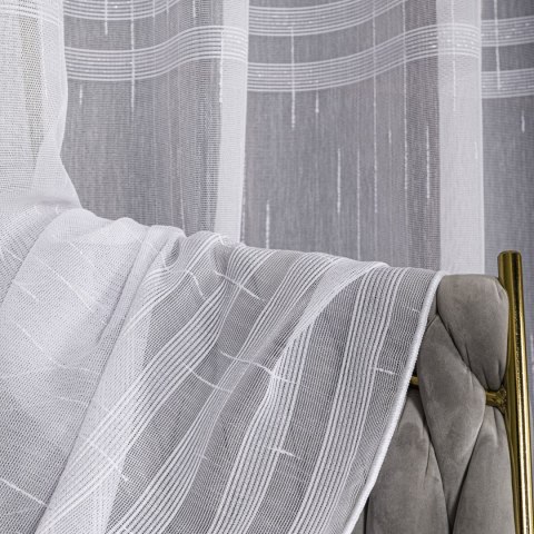 Firanka fantazyjna z ołowianką, wysokość 300cm, kolor 002 biały ze srebrną nitką 001888/OLO/002/000300/1