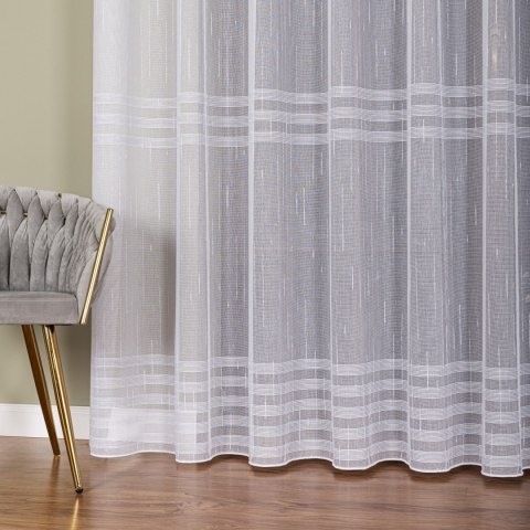 Firanka fantazyjna z ołowianką, wysokość 300cm, kolor 002 biały ze srebrną nitką 001888/OLO/002/000300/1