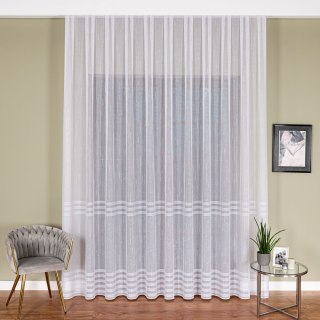 Firanka fantazyjna z ołowianką na metry 001888 wysokość 300 cm kolor biały ze srebrną nitką