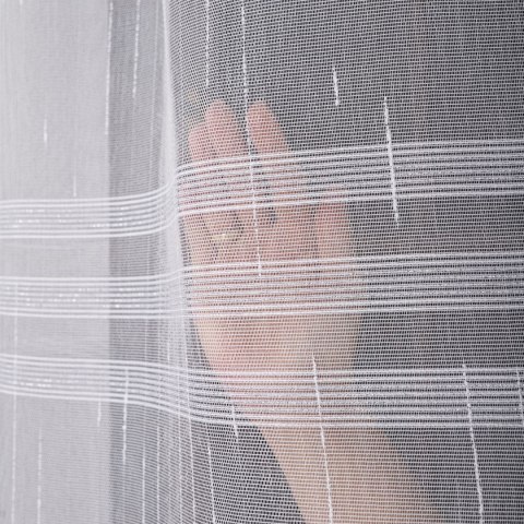 Firanka fantazyjna z ołowianką, wysokość 300cm, kolor 002 biały ze srebrną nitką 001888/OLO/002/000300/1