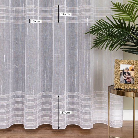 Firanka fantazyjna z ołowianką, wysokość 300cm, kolor 002 biały ze srebrną nitką 001888/OLO/002/000300/1