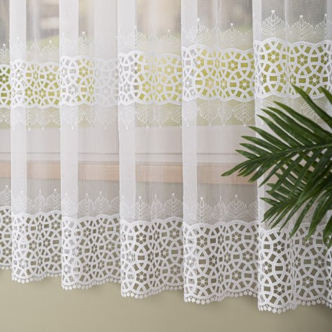 Firanka z aplikacją na markizecie, wysokość 180cm, kolor 001 biały 081574/433/001/000180/1