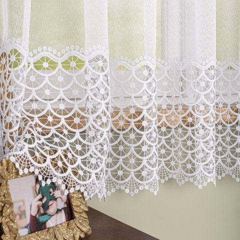 Firanka z aplikacją na markizecie, wysokość 180cm, kolor 001 biały 081947/433/001/000180/1