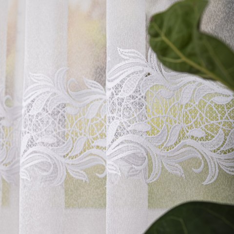 Firanka z aplikacją, wysokość 175cm, kolor 001 biały 113084/433/001/000175/1