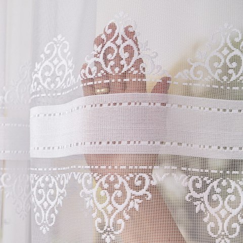 Firanka żakardowa na metry 107363 wysokość 155 cm kolor biały