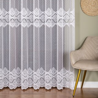 Firanka żakardowa ze wzorem pasowym, wysokość 250cm, kolor 001 biały 115821/000/001/000250/1