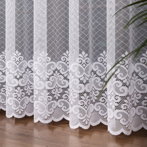 Firanka żakardowa ze wzorem pasowym, wysokość 250cm, kolor 001 biały 115821/000/001/000250/1