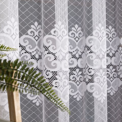 Firanka żakardowa ze wzorem pasowym, wysokość 250cm, kolor 001 biały 115821/000/001/000250/1