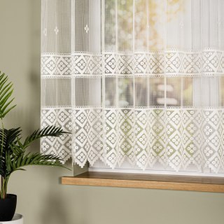 Firanka żakardowa ze wzorem po całości, wysokość 155cm, kolor 025 kremowy 011450/000/025/000155/1