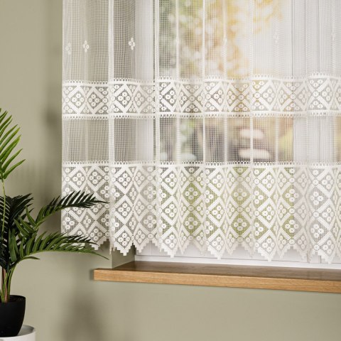 Firanka żakardowa ze wzorem po całości, wysokość 155cm, kolor 025 kremowy 011450/000/025/000155/1