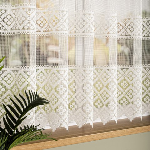 Firanka żakardowa ze wzorem po całości, wysokość 155cm, kolor 025 kremowy 011450/000/025/000155/1