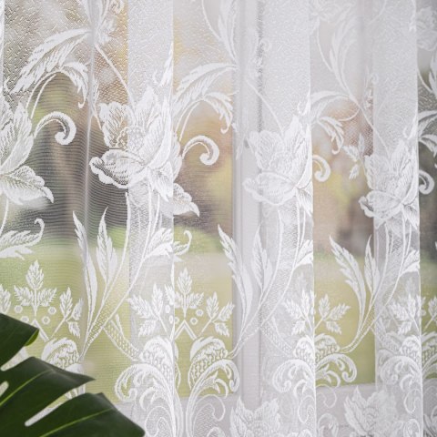 Firanka żakardowa na metry 049815 wysokość 160 cm kolor biały
