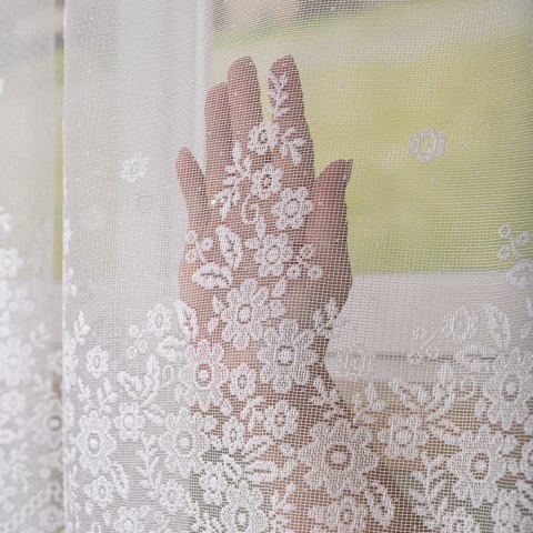 Firanka żakardowa ze wzorem po całości, wysokość 175cm, kolor 001 biały 131011/000/001/000175/1