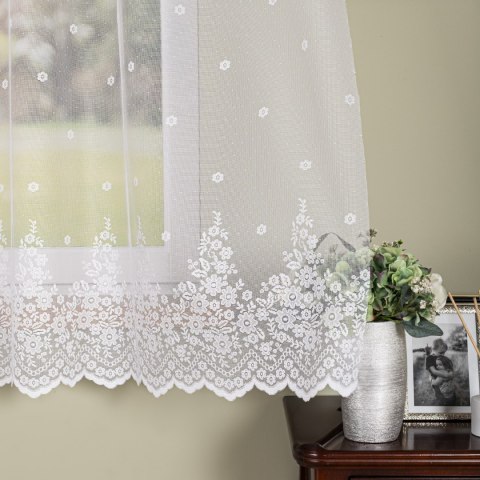 Firanka żakardowa ze wzorem po całości, wysokość 175cm, kolor 001 biały 131011/000/001/000175/1