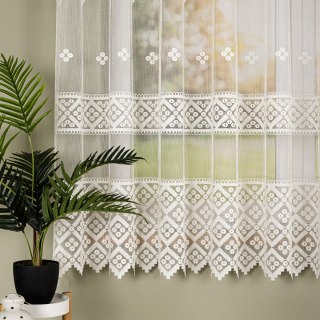 Firanka żakardowa ze wzorem po całości, wysokość 175cm, kolor 025 kremowy 011450/000/025/000175/1