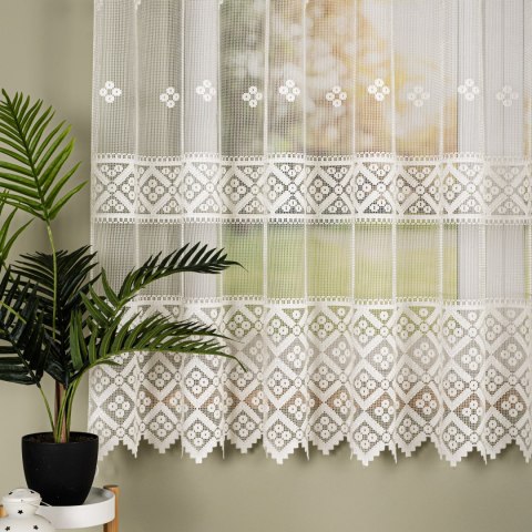 Firanka żakardowa ze wzorem po całości, wysokość 175cm, kolor 025 kremowy 011450/000/025/000175/1