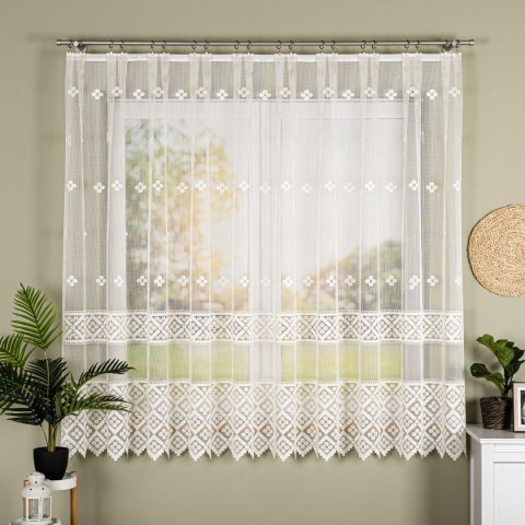 Firanka żakardowa ze wzorem po całości, wysokość 175cm, kolor 025 kremowy 011450/000/025/000175/1