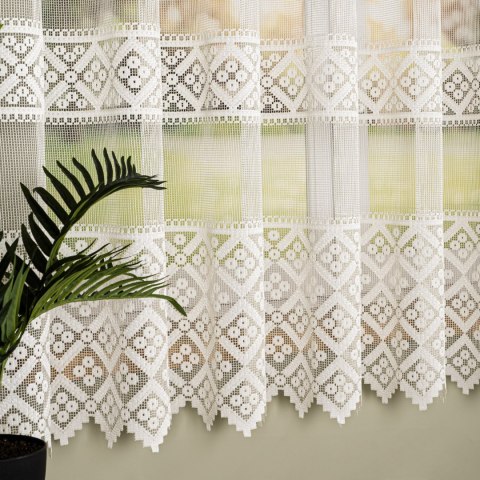 Firanka żakardowa ze wzorem po całości, wysokość 175cm, kolor 025 kremowy 011450/000/025/000175/1