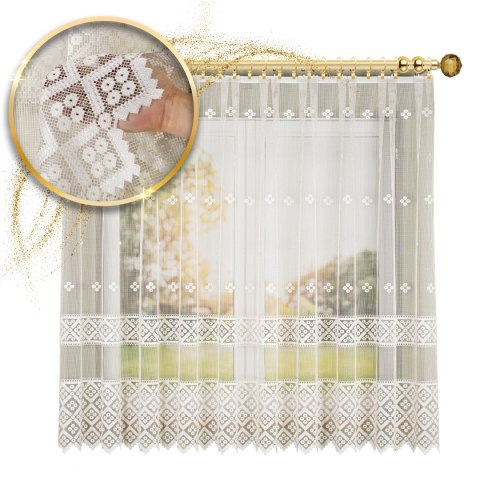 Firanka żakardowa ze wzorem po całości, wysokość 175cm, kolor 025 kremowy 011450/000/025/000175/1