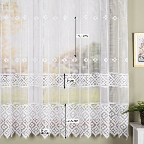 Firanka żakardowa ze wzorem po całości, wysokość 175cm, kolor 025 kremowy 011450/000/025/000175/1