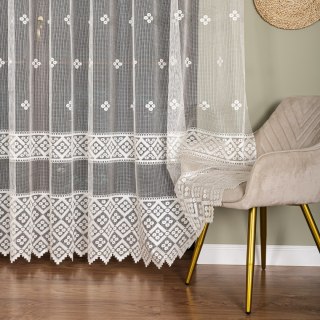 Firanka żakardowa ze wzorem po całości, wysokość 250cm, kolor 025 kremowy 011450/000/025/000250/1