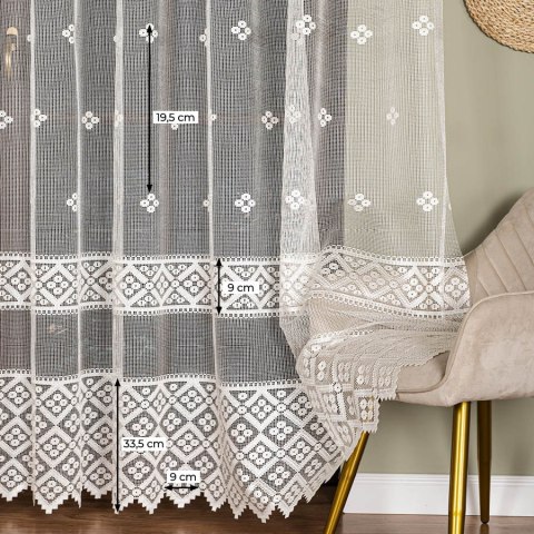 Firanka żakardowa ze wzorem po całości, wysokość 250cm, kolor 025 kremowy 011450/000/025/000250/1