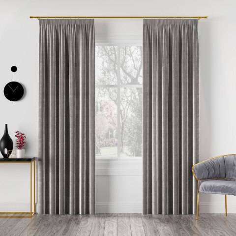 VELVI Zasłona gotowa na taśmie, szerokość 140 x wysokość 160cm, kolor 005 jasny szary VELVI0/ZGT/005/140160/1