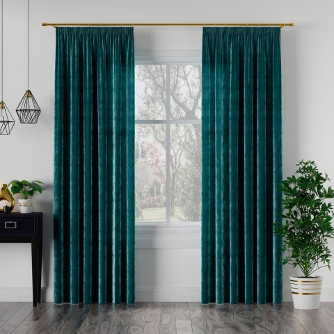 VELVI Zasłona gotowa na taśmie, szerokość 140 x wysokość 230cm, kolor 008 ciemny turkusowy; petrol VELVI0/ZGT/008/140230/1