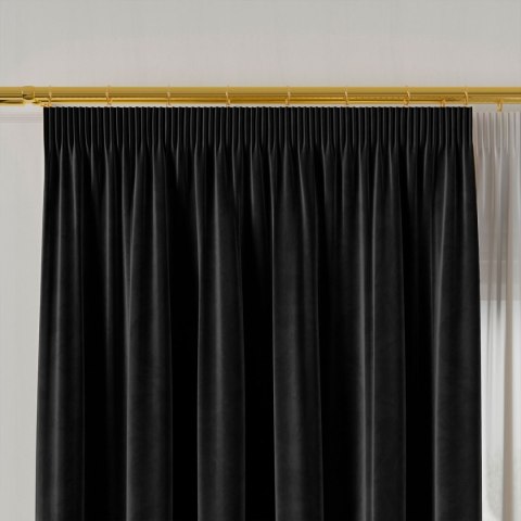 VELVI Zasłona gotowa na taśmie, szerokość 140 x wysokość 230cm, kolor 111 czarny VELVI0/ZGT/111/140230/1