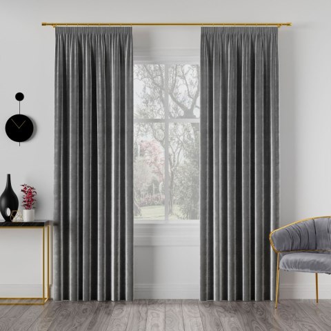 VELVI Zasłona gotowa na taśmie, szerokość 140 x wysokość 240cm, kolor 006 ciemny szary; antracytowy VELVI0/ZGT/006/140240/1
