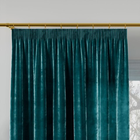 VELVI Zasłona gotowa na taśmie, szerokość 140 x wysokość 240cm, kolor 008 ciemny turkusowy; petrol VELVI0/ZGT/008/140240/1