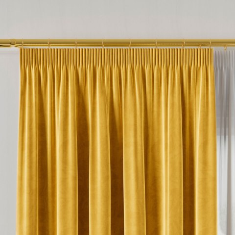 VELVI Zasłona gotowa na taśmie, szerokość 140 x wysokość 240cm, kolor 009 żółty VELVI0/ZGT/009/140240/1
