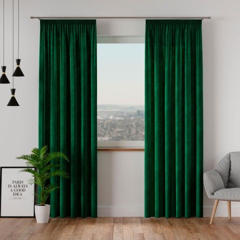 VELVI Zasłona gotowa na taśmie, szerokość 140 x wysokość 240cm, kolor 010 ciemny zielony; butelkowy VELVI0/ZGT/010/140240/1