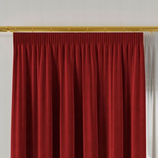 VELVI Zasłona gotowa na taśmie, szerokość 140 x wysokość 240cm, kolor 043 czerwony VELVI0/ZGT/043/140240/1