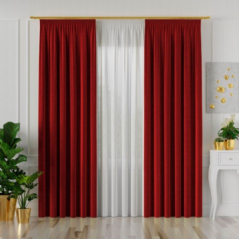 VELVI Zasłona gotowa na taśmie, szerokość 140 x wysokość 240cm, kolor 043 czerwony VELVI0/ZGT/043/140240/1
