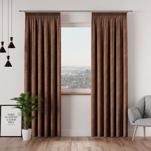 VELVI Zasłona gotowa na taśmie, szerokość 140 x wysokość 250cm, kolor 002 brązowy VELVI0/ZGT/002/140250/1