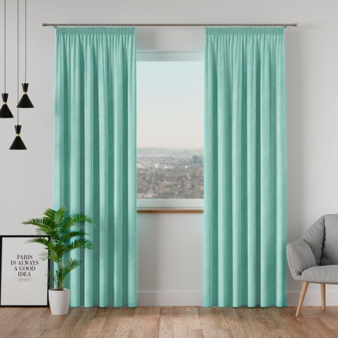 VELVI Zasłona gotowa na taśmie, szerokość 140 x wysokość 250cm, kolor 007 miętowy VELVI0/ZGT/007/140250/1