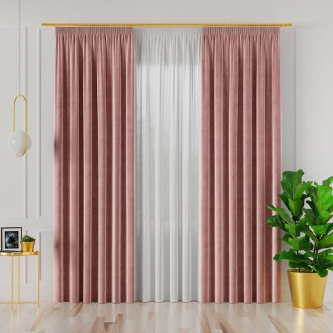 VELVI Zasłona gotowa na taśmie, szerokość 140 x wysokość 250cm, kolor 013 ciemny pudrowy różowy VELVI0/ZGT/013/140250/1