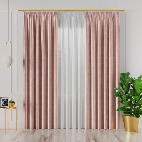 VELVI Zasłona gotowa na taśmie, szerokość 140 x wysokość 260cm, kolor 014 jasny różowy VELVI0/ZGT/014/140260/1