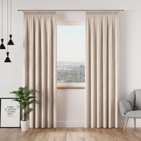 VELVI Zasłona gotowa na taśmie, szerokość 140 x wysokość 260cm, kolor 016 kremowy VELVI0/ZGT/016/140260/1