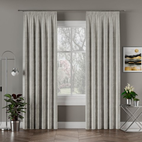 VELVI Zasłona gotowa na taśmie, szerokość 140 x wysokość 260cm, kolor 020 szary VELVI0/ZGT/020/140260/1