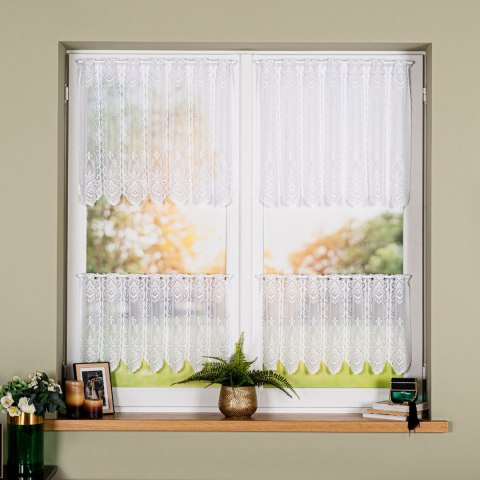 Zazdrostka żakardowa ze wzorem po całości, wysokość 60cm, kolor 001 biały 362770/000/001/000060/1