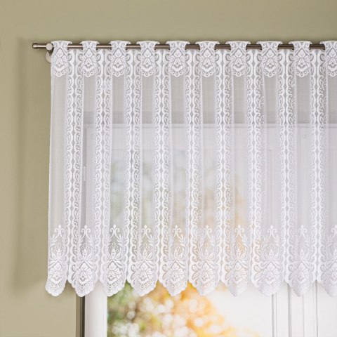 Zazdrostka żakardowa ze wzorem po całości, wysokość 80cm, kolor 001 biały 362770/000/001/000080/1