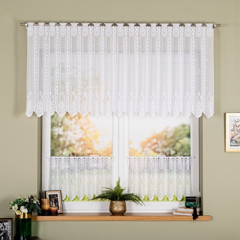 Zazdrostka żakardowa ze wzorem po całości, wysokość 80cm, kolor 001 biały 362770/000/001/000080/1