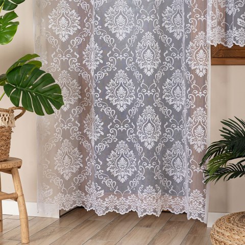 APOLONIA Firanka żakardowa gotowa na prosto, szerokość 140 x wysokość 250cm, kolor 001 biały 022702/FBP/001/140250/1