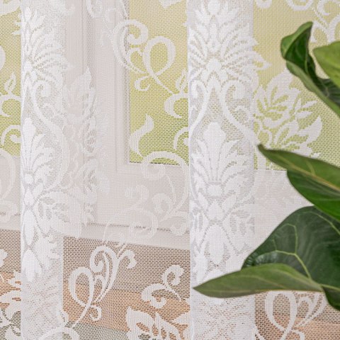 APOLONIA Firanka żakardowa gotowa na prosto, szerokość 140 x wysokość 250cm, kolor 001 biały 022702/FBP/001/140250/1